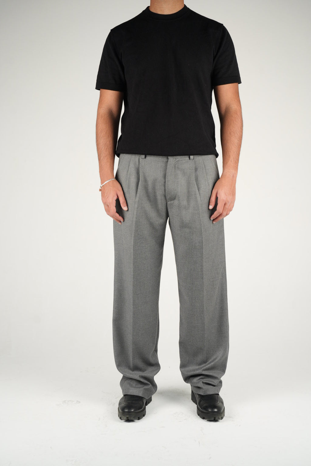 Grey Pleated Pants