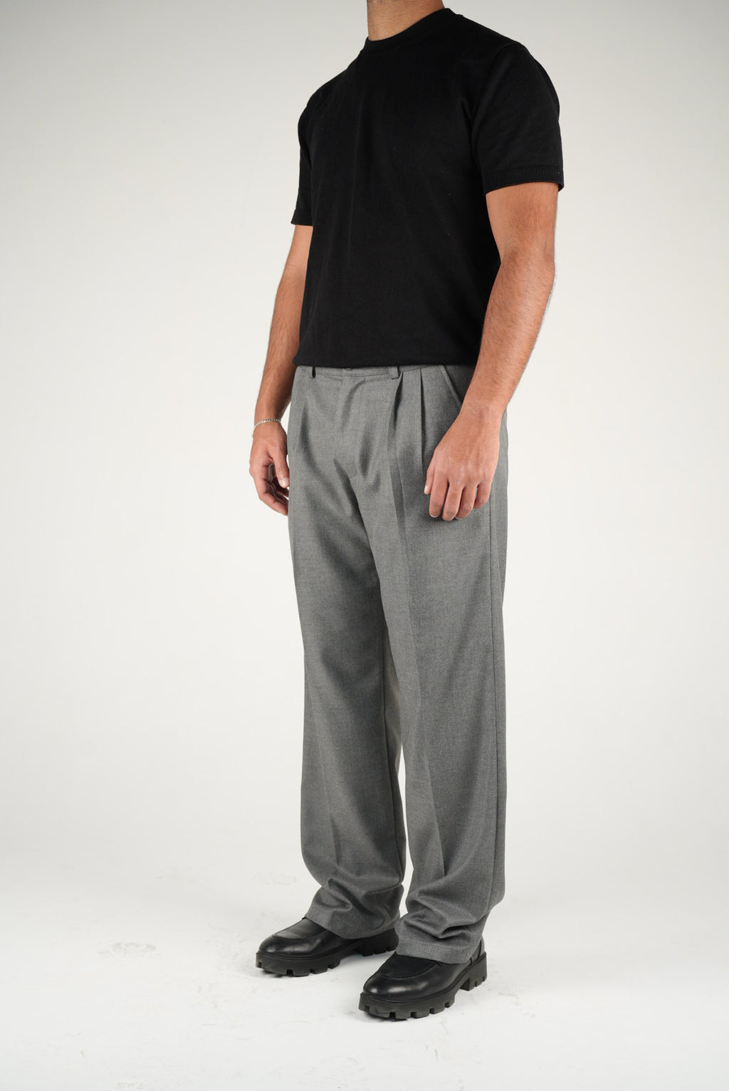 Grey Pleated Pants