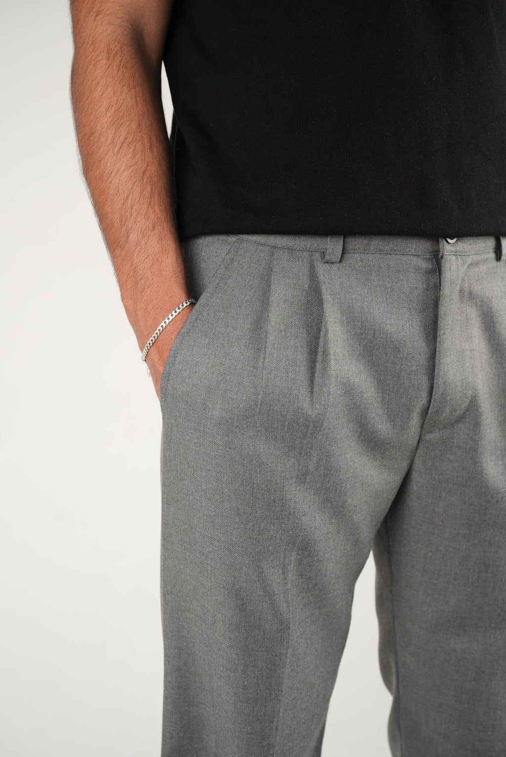 Grey Pleated Pants