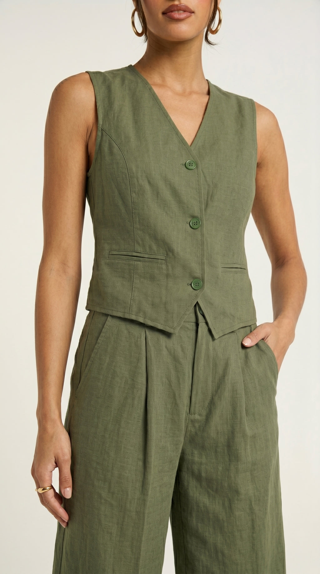 V Linen Vest