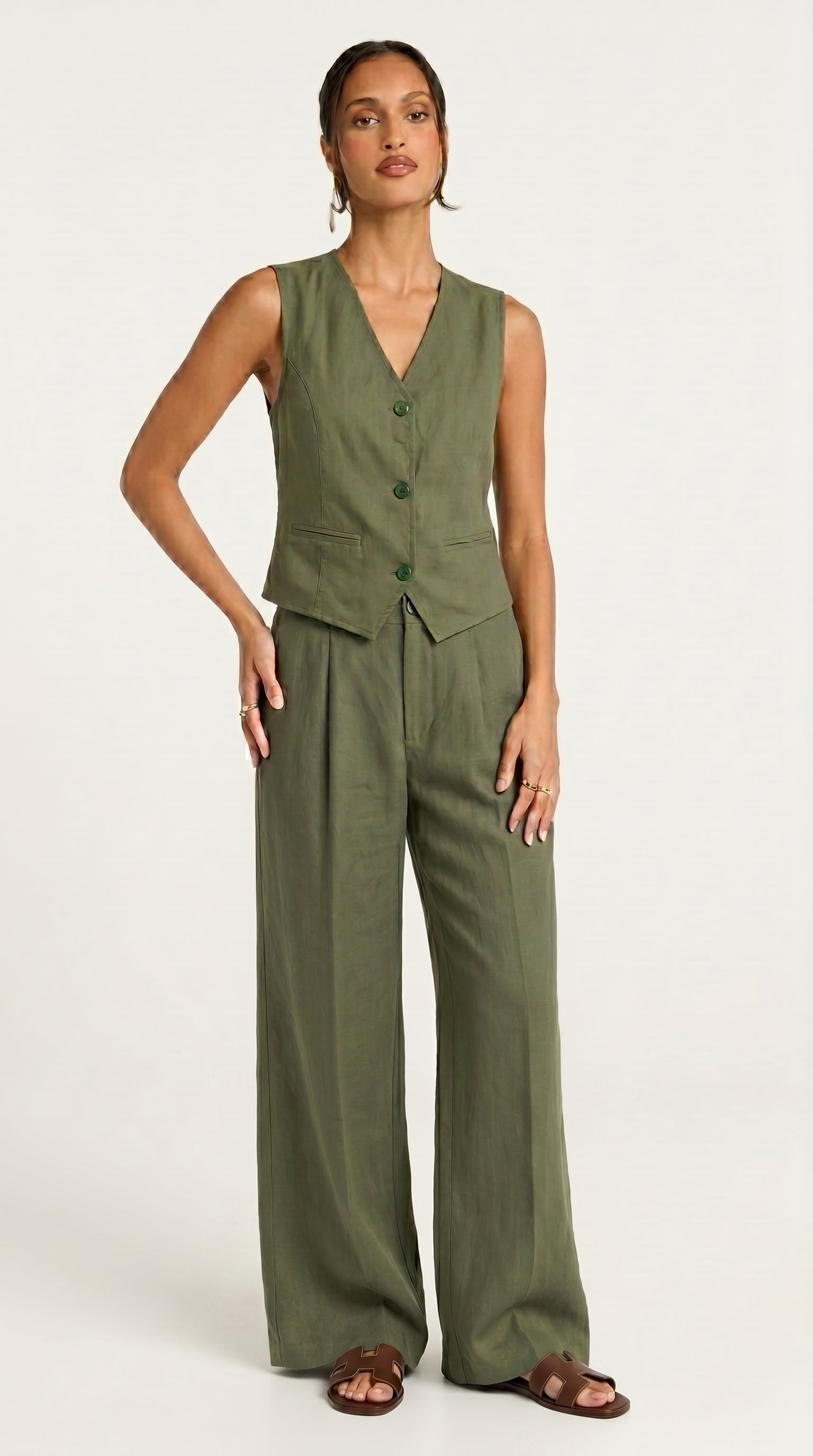 V Linen Vest